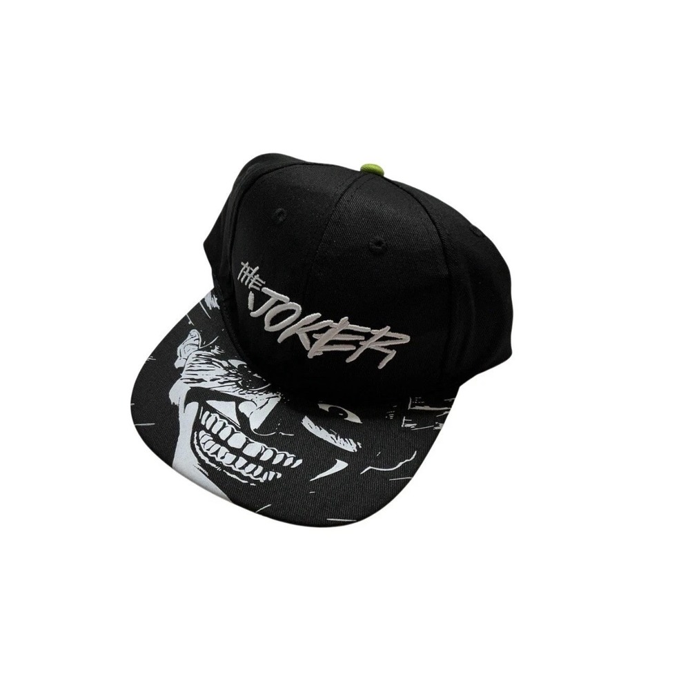 The JOKER Snapback Hat Flat Bill Graphic Batman Embroidered Cap Black White